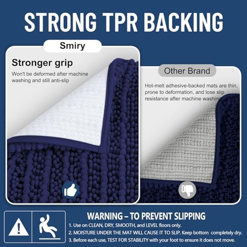 Smiry Bathroom Rugs 48X32, Extra Soft Rubber Backing Chenille Bath Mats - Image 3