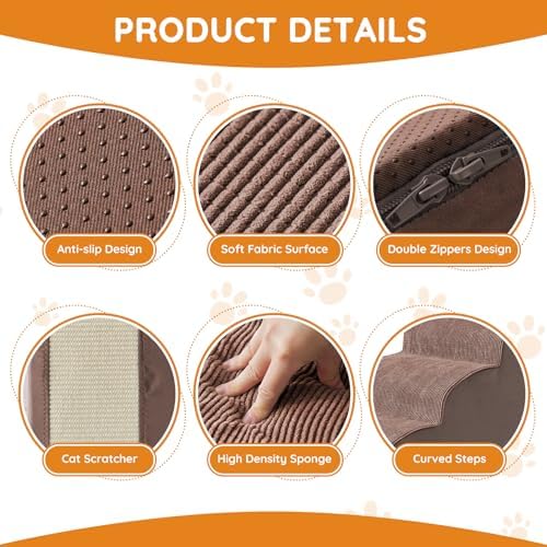 Ahpmeoa Dog Stairs for Small Dogs 15.7" H, Dog Ramp for Bed - Image 3
