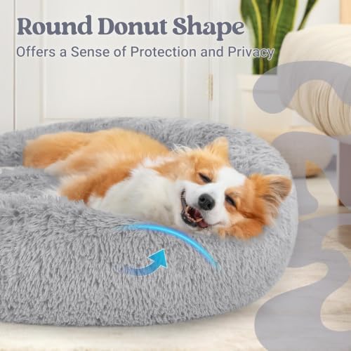 rabbitgoo Calming Cat Beds for Indoor Cats, 30 inches, Light Grey - Image 4
