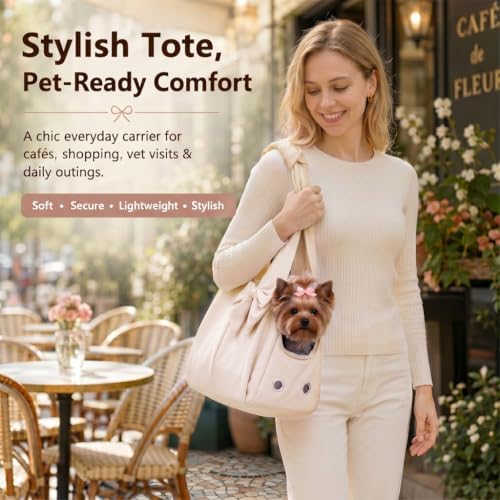 Fashion Dog Purse Carrier for Small Dogs and Cats, Soft-Sided Puppy Tote Bag Up - Image 4