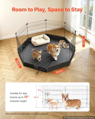 VEVOR Dog Playpen, 24 Inch 8-Panel Metal Puppy Pen - Image 2
