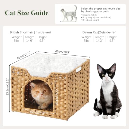 SETVSON Cat Beds Indoor Kitten House, PE Rattan Cat Cave - Image 5