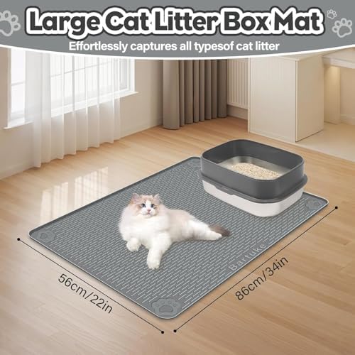 Kalolary Cat Litter Box Mats, Large 34" x 22" Silicone Cat Mat - Image 4
