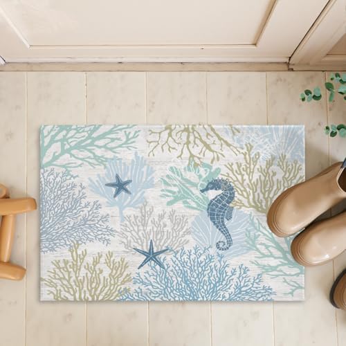 Giwawa Summer Coral Bath Rug Coastal Starfish Bathtub Mat Extra Soft Washable - Image 7