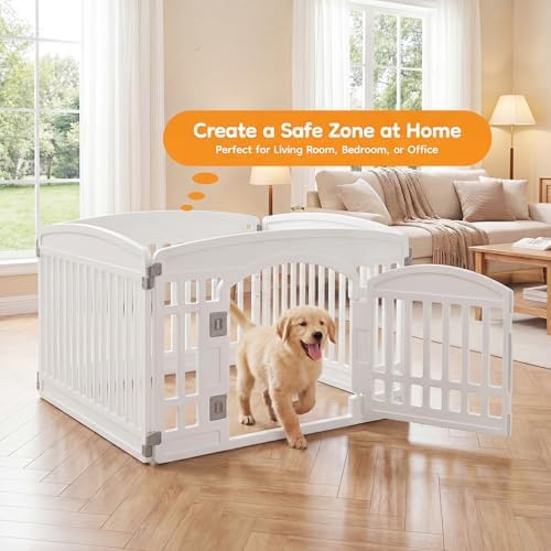 NEWBULIG Dog Playpen 24 Inch 4 Panels Plastic Pet Play Pen Fence - Image 2