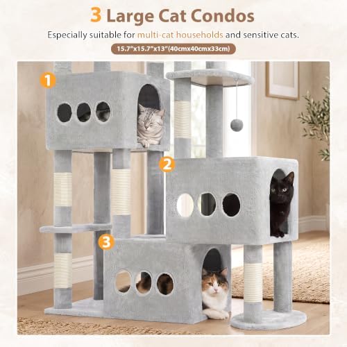 Gitelsnour Sturdy Cat Tree Tower, 3 XXL Condos - Image 2