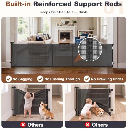 GRENFU Reinforced 120 Inch Long Retractable Baby Gates Extra Wide Dog Gate - Image 2