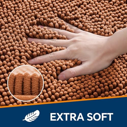 Chenille Bathroom Rug 40"x60" Burnt Orange, Large Plush Bath Mat - Image 3