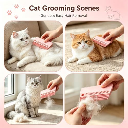 Self-Cleaning Cat Brush & Pet Hair Remover Set, Reusable Lint Remover - Image 5