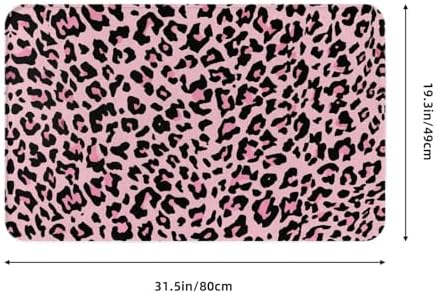 Pink Leopard Bath Mat Non-Slip Soft Microfiber Bathroom Rugs Washable Bathmat - Image 3