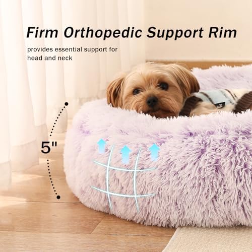 NOYAL Donut Dog Bed for Small Medium Pets, Plush Calming Faux Fur - Image 5