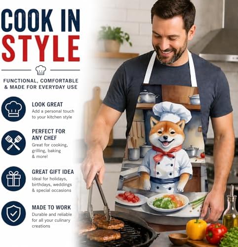 Caroline's Treasures Shiba Inu The Chef Apron Cooking Kitchen Server Baking - Image 2