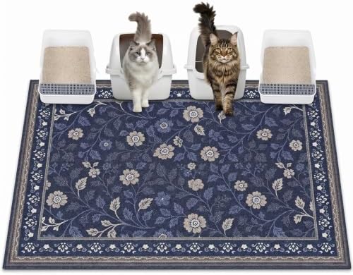 Glittme Cat Litter Mat 47"x35" Non-Slip Washable Trapping Mat by Glittme