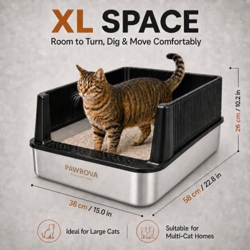 304 Stainless Steel Litter Box, XL Open Top - Image 4