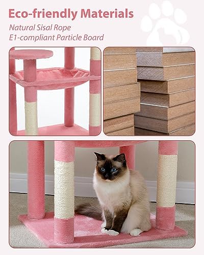 MUTTROS 56.3" Cat Tree with Metal Hammock, 2-Door Condo, 6 Tiers - Image 6