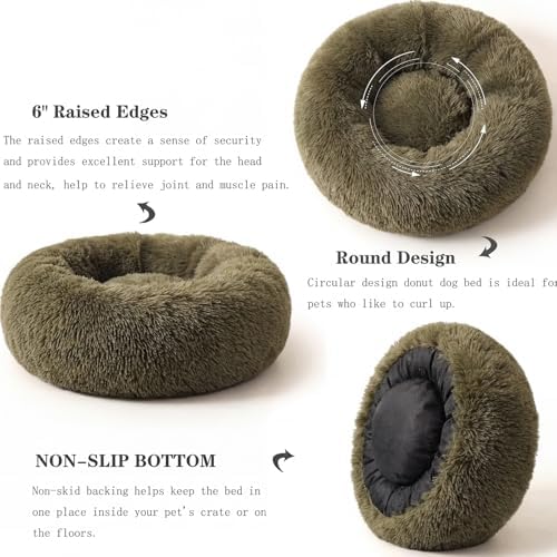 nononfish Donut Dog Bed for Small Dogs, Cozy Round Calming Pet Bed - Image 5
