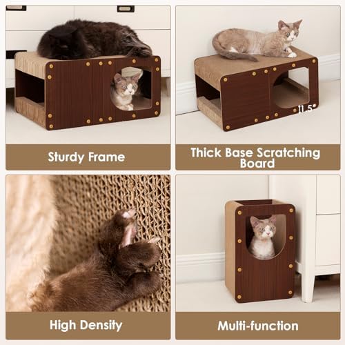EHEYCIGA Cardboard Cat Scratcher House, 23-Inch Cat Scratch pad, Dark Brown - Image 5