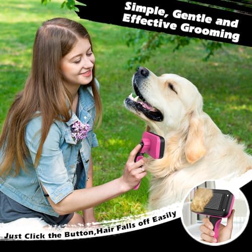 Professional 3PCS Self Cleaning Slicker Brush & Pet Grooming Rake & Flea Comb - Image 5