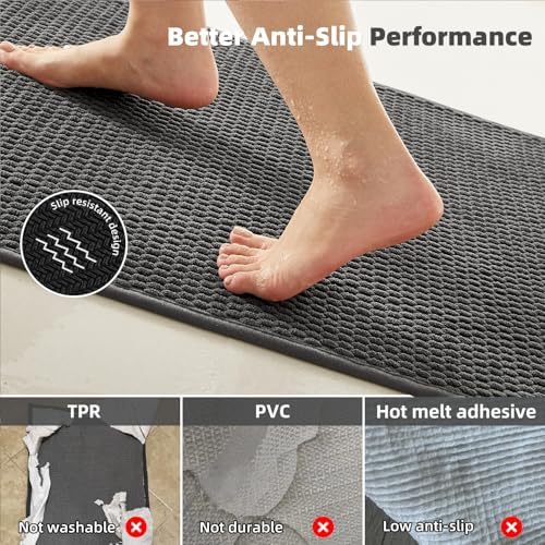 TYUU Bathroom Rugs Non Slip Washable, Super Absorbent Thin Bath Mat Quick Dry - Image 5