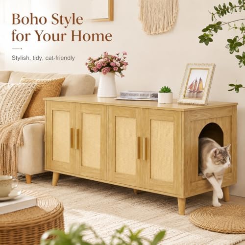 Homhedy Boho Cat Litter Box Enclosure - Image 6