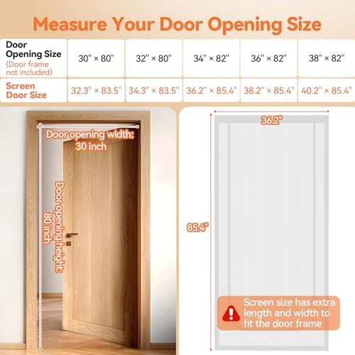 BFNN Cat Screen Door, Scratch Resistant Mesh Gate, Fit 34'' x 82'' Door - Image 2