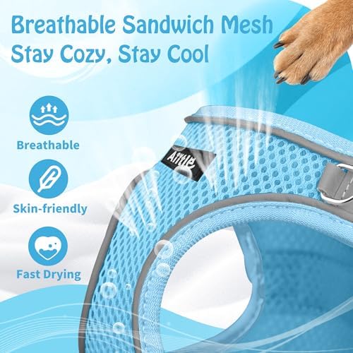 AIITLE Dog Harness and Leash Set, Step-in Puppy Pet Vest, Pure Blue S - Image 5