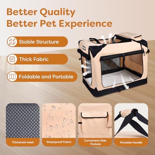 JESPET 3 Door Portable Collapsible Soft Dog Crate Carrier - Image 2
