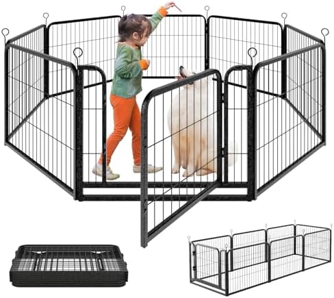 Kfvigoho Puppy Playpen 8 Panels Small Dog Fence Outdoor Indoor Use 24" by Committedtobetterpetlife