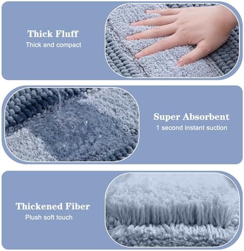 Kmson Ombre Chenille Bathroom Rugs, Ultra Soft Washable Shaggy, Fluffy Thick - Image 4