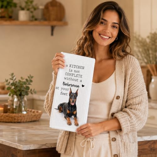 Doberman Kitchen Towel, Funny Dog Lover Kitchen Decor - Image 4