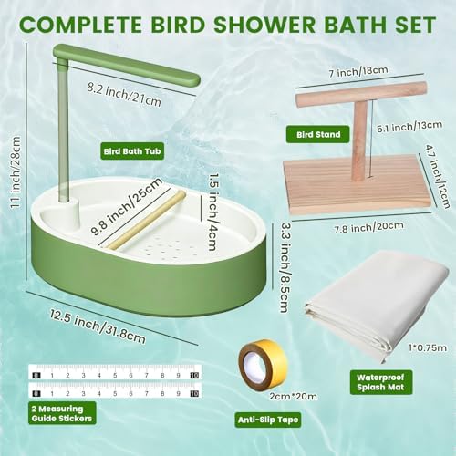 Bird Shower Bath Set for Budgies, Cockatiels & Small Parrots, Indoor Bird Bath - Image 2