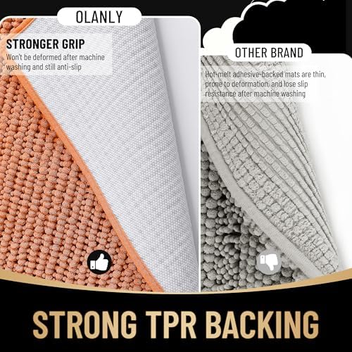 OLANLY Thick Chenille Small Bathroom Rugs 24x16, Absorbent Bath Mat - Image 5