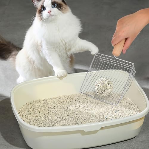 Yardwe Cat Litter Scoop with Holder, Metal Deep Sifter with Wood Handle - Image 6