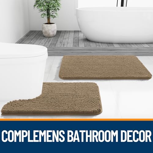 OLANLY Toilet Rugs U-Shaped 24x20, Soft Absorbent Chenille Contour Rugs - Image 7
