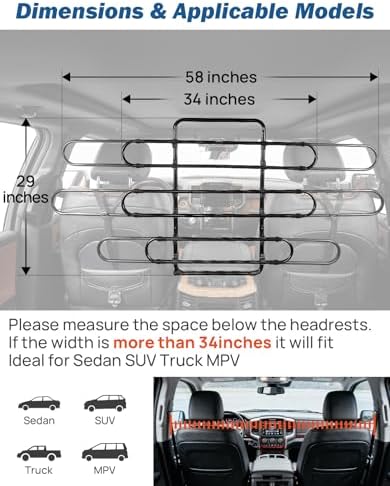 JOYTUTUS Dog Car Barrier, Pet Barrier Follow the Seat Movement 34"- 58" Width - Image 5