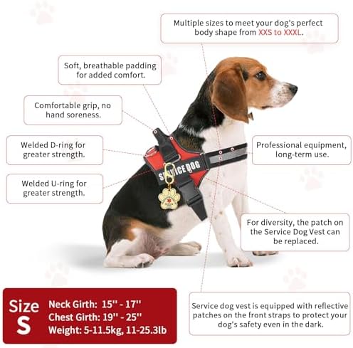 Opstin Service Dog Vest, ID Tag + 50 ADA Information Cards, Service Dog Harness - Image 5