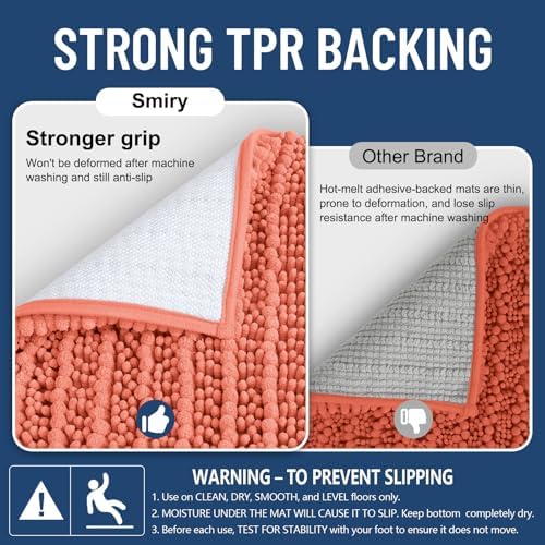 Smiry Bathroom Rugs 47X24, Extra Soft Rubber Backing Chenille Bath Mats - Image 3
