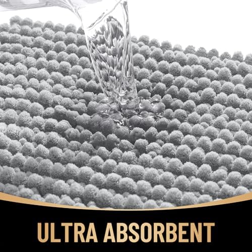 OLANLY Thick Chenille Absorbent Bathroom Rugs Mat 30x20, Light Grey - Image 3