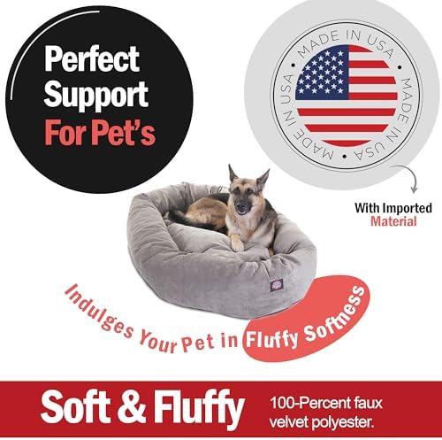Majestic Pet 52 Inch Micro Velvet Calming Dog Bed Washable – Cozy Soft Round - Image 2