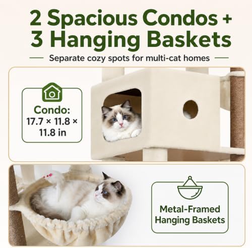 Globlazer Extra Tall Cat Tree for Large Cats, Heavy Duty Tower - Image 3