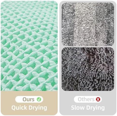 TYUU Waffle Bath Mat, Boho Bathroom Rugs Non Slip, 36x24 Aqua Blue - Image 6