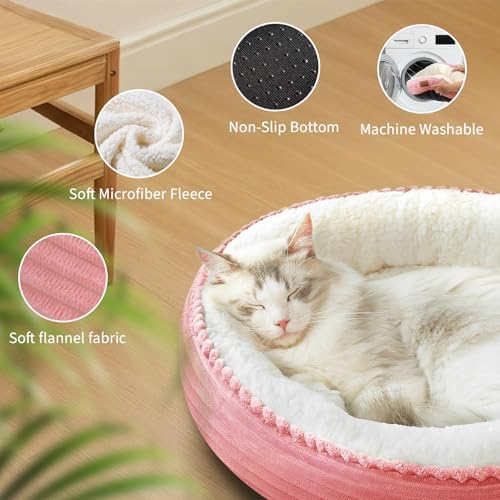 Zerbuger 20in Pink Round Dog Bed Sofa - Image 5