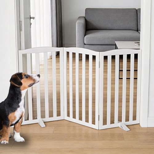 Freestanding Dog Gate Indoor, Doggie Gate Foldable Dog Gates by SFJC