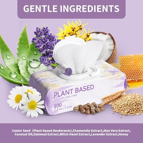 IMMHABI 100 Count Hypoallergenic Dog Wipes, Lavender Plant-Based Pet Wipes - Image 2