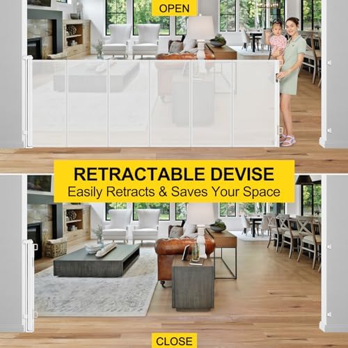 Reinforced 42" Tall x 130” Extra Wide Retractable Baby Gates Tall Dog Gate - Image 5