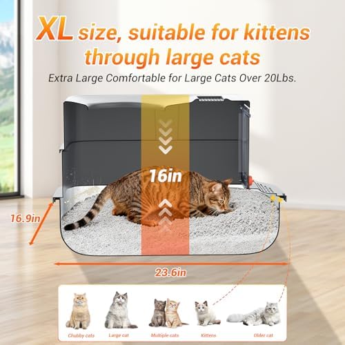 Cat Litter Box Extra Large Enclosed Litter Box Dark Gray - Image 4