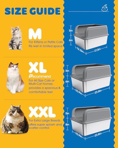 Powools Stainless Steel Cat Litter Box, High-Sided - Image 2