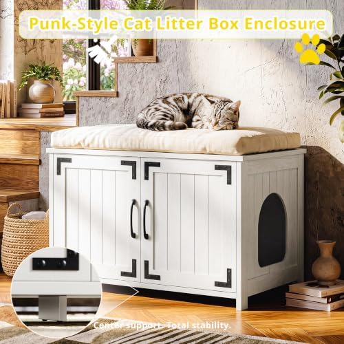 IRONCK 31.5 in Wooden Cat Litter Box Enclosure - Image 5