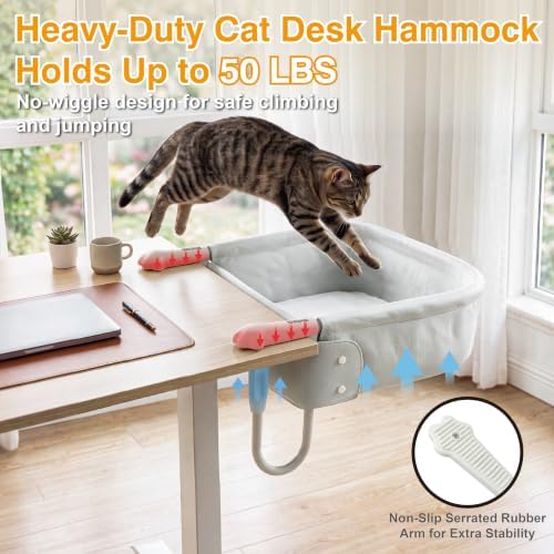 Extra-Sturdy Cat Desk Bed for Large Cats 50lbs Desk Cat Bed Attachment - Image 2
