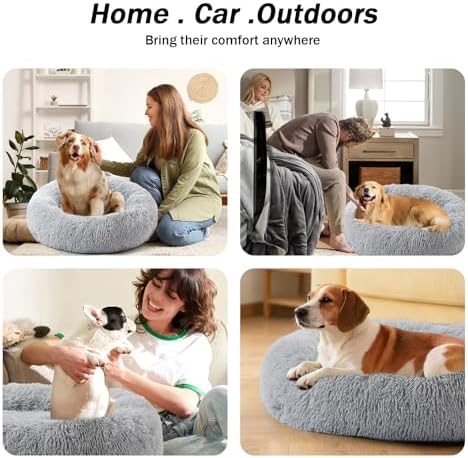 NOYAL Donut Dog Bed for Small Medium Pets, Plush Calming Faux Fur - Image 6